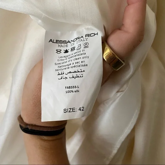 Alessandra Rich Cream Maxi Dress 100% Silk Size 42